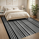 Black and White Bold Black White Barcode Stripe Area Rug
