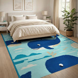 Cute Cartoon Whale Ocean Area Rug
