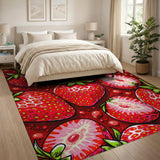 Vibrant Strawberry Fruit Pattern Area Rug