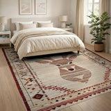 Tribal Deer Head Southwestern Area Rug