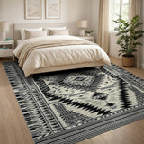 Black White Zigzag Diamond Southwestern Rug