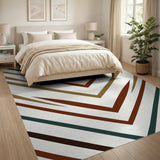 Geometric Zigzag Brown Tan Teal Area Rug