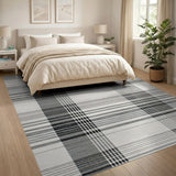 Bold Black White Check Plaid Area Rug