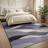 Purple Grey Wavy Abstract Area Rug