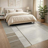 Beige Vertical Stripe Geometric Beige and Neutral Area Rug