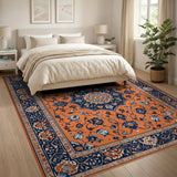 Orange Persian Floral Area Rug