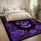 Purple Cat Skull with Ornate Peony Floral Rug