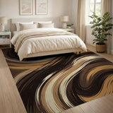 Brown and Tan Abstract Area Swirling Brown Tan Abstract Area Rug