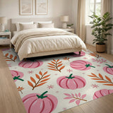 Whimsical Pink Pumpkin Patch Area Rug