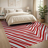 Red Bold Red Chevron Zigzag Area Rug