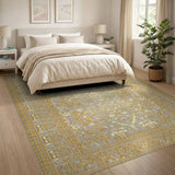 Gold Silver Traditional Persian Medallion Rug