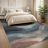 Abstract Blue Teal Wave Abstract Area Rug