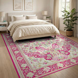 Vibrant Traditional Persian Vibrant Pink Floral Persian Area Rug