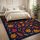 Navy Autumn Leaves Area Rug