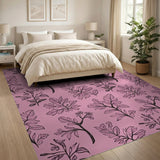 Pink Fern Leaf Daisy Print Area Rug