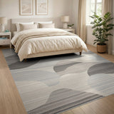 Abstract Area Grey Abstract Wavy Grey Area Rug