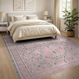 Blush Pink Grey Traditional Persian Area Rug