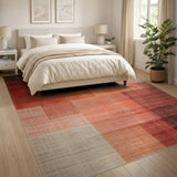 Modern Geometric Red Orange Block Area Rug