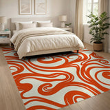 Abstract Area Vibrant Red Swirl Abstract Area Rug