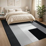 Black White Geometric Modern Black and White Area Rug