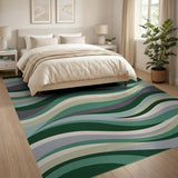 Abstract Area Green Emerald Wave Abstract Area Rug