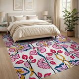 Vibrant Pink Floral Multi-Color Area Rug