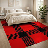 Plaid Bold Red Black Buffalo Plaid Area Rug