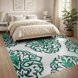 Elegant Teal Damask Persian Rug