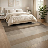 Beige Neutral Geometric Block Woven Rug