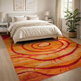 Vibrant Orange Swirl Geometric Area Rug