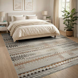Brown Tan Heritage Tribal Area Rug