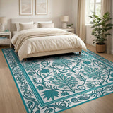 Teal Ornate Persian Floral Area Rug
