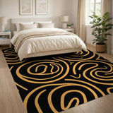 Orange Swirl Geometric Area Rug