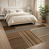 Brown and Tan Geometric Brown Tan Striped Area Rug