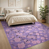 Purple Rose Blossom Floral Area Rug