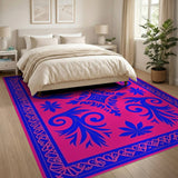Vibrant Pink Blue Traditional Persian Area Rug