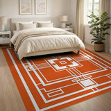 Bold Orange Geometric Modern Area Rug