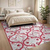 Red Swirling Floral Persian Area Rug