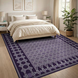 Purple Purple Lattice Geometric Area Rug