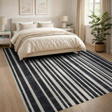 Bold Black White Vertical Stripe No. 3 Area Rug