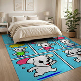 Cute Chibi Dog Comic Strip Kids Rug