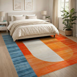 Bold Geometric Orange Teal Area Rug