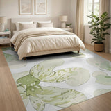 Soft Green Watercolor Floral Area Rug