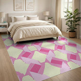 Pink Diamond Lattice Geometric Rug