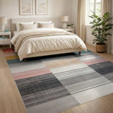 Multi-color and Patterns Vibrant Multi-Color Block Stripe Area Rug