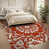 Traditional Persian Red Mandala Persian Area Rug