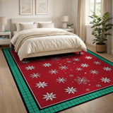 Floral Vintage Festive Red Snowflake Area Rug
