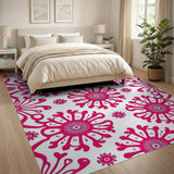 Pink Vibrant Pink Floral Bloom Area Rug