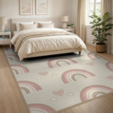 Pink Rainbow Hearts Kids Area Rug