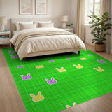 Playful Yellow Purple Bunny Green Plaid Rug